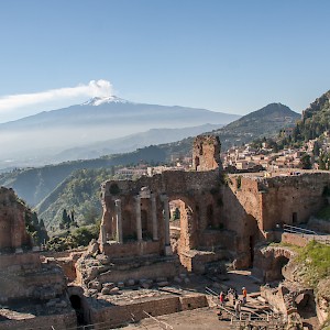 Etna from Roman Theatre in Taormina