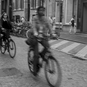 Bruges cyclists. Townie Tourists beware!