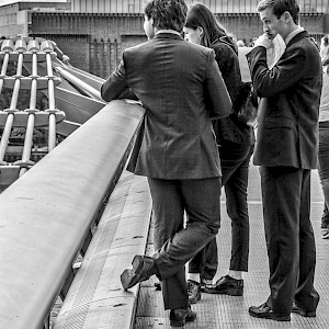 A quick meeting (and fag) on the Bridge