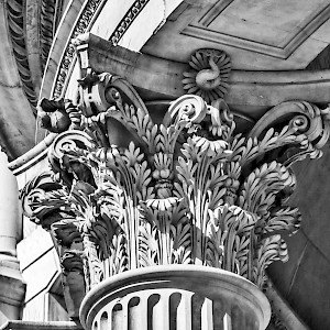 Detail of one of he columns at the entrance to St Paul's